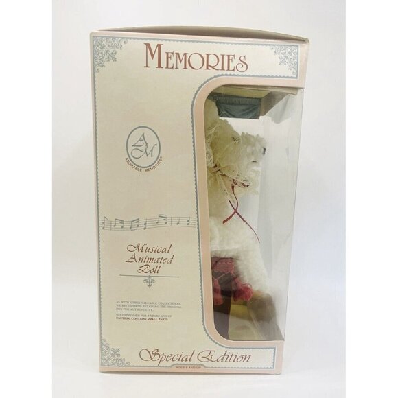 NOS Musical Victorian Teddy Bear Doll Plush Toy Animated Wind Up Love Story - Picture 5 of 16